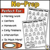 Halloween Find the Letter Worksheets