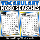 Alphabet Vocabulary Word Search Worksheets