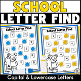 Back to School Find the Letter Worksheets
