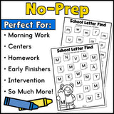 Back to School Find the Letter Worksheets