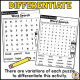 Back to School Puzzle Worksheets