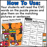 Summer CVC Words Cut & Paste Worksheets