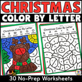 Christmas Color by Letter Worksheets