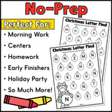 Christmas Find the Letter Worksheets