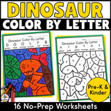 Dinosaur Color by Letter Worksheets