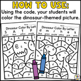 Dinosaur Color by Letter Worksheets