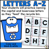 Feed the Recycle Bin Letter Recognition Activity