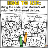 Fall Color by Letter Worksheets
