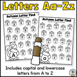 Fall Find the Letter Worksheets