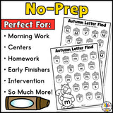Fall Find the Letter Worksheets