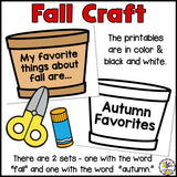 Fall / Autumn Writing Craft -Writing Prompts, Vocab Cards, Apple Bulletin Board