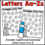 Firefighter Find the Letter Worksheets