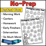 Firefighter Find the Letter Worksheets