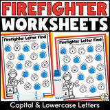Firefighter Find the Letter Worksheets