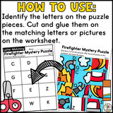 Firefighter Cut and Paste Letter Worksheets