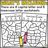 Food Color by Letter Worksheets