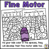 Halloween Color By Letter Recognition Worksheets