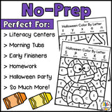 Halloween Color By Letter Recognition Worksheets