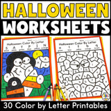 Halloween Color By Letter Worksheets