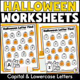 Halloween Find the Letter Worksheets