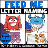 Feed Me Letter Recognition Activities Bundle (Holidays & Seasons)