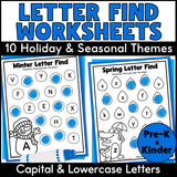 Find the Letter Worksheets Bundle (Holidays & Seasons)