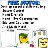Back to School Cutting Practice Worksheets