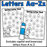 Spring Find the Letter Worksheets