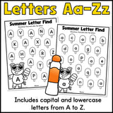 Summer Find the Letter Worksheets