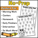 Summer Find the Letter Worksheets