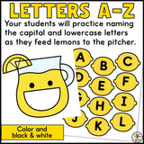 Feed the Lemonade Pitcher Letter Recognition Activity
