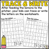 Feed the Lemonade Pitcher Letter Recognition Activity