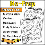 Thanksgiving Find the Letter Worksheets