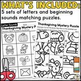 Thanksgiving Cut & Paste Mystery Picture Puzzles