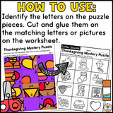 Thanksgiving Cut & Paste Mystery Picture Puzzles