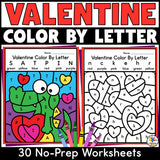 Valentine's Day Color by Letter Worksheets