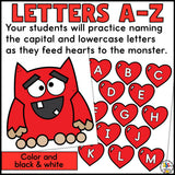 Feed the Valentine Monster Letter Recognition Activity