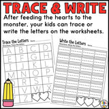 Feed the Valentine Monster Letter Recognition Activity