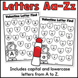 Valentine's Day Find the Letter Worksheets