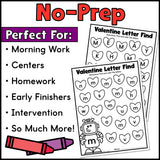 Valentine's Day Find the Letter Worksheets