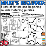 Weather Cut and Paste Letter Worksheets