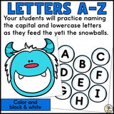 Feed the Yeti Letter Recognition Activity