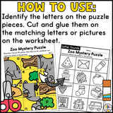 Zoo Animal Cut and Paste Letter Worksheets